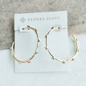 Kendra Scott Multi Color Haven Heart Hoop Earrings Gold